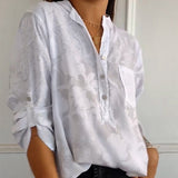 Chemise Satin Fluide Motif Élégant Coupe Décontractée