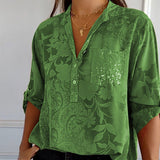 Chemise Satin Fluide Motif Élégant Coupe Décontractée