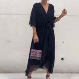 Robe Longue Cache Cœur Fluide Ceinture Élégance Chic