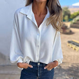 Chemise Fluide Col V Manches Amples Élégance Décontractée