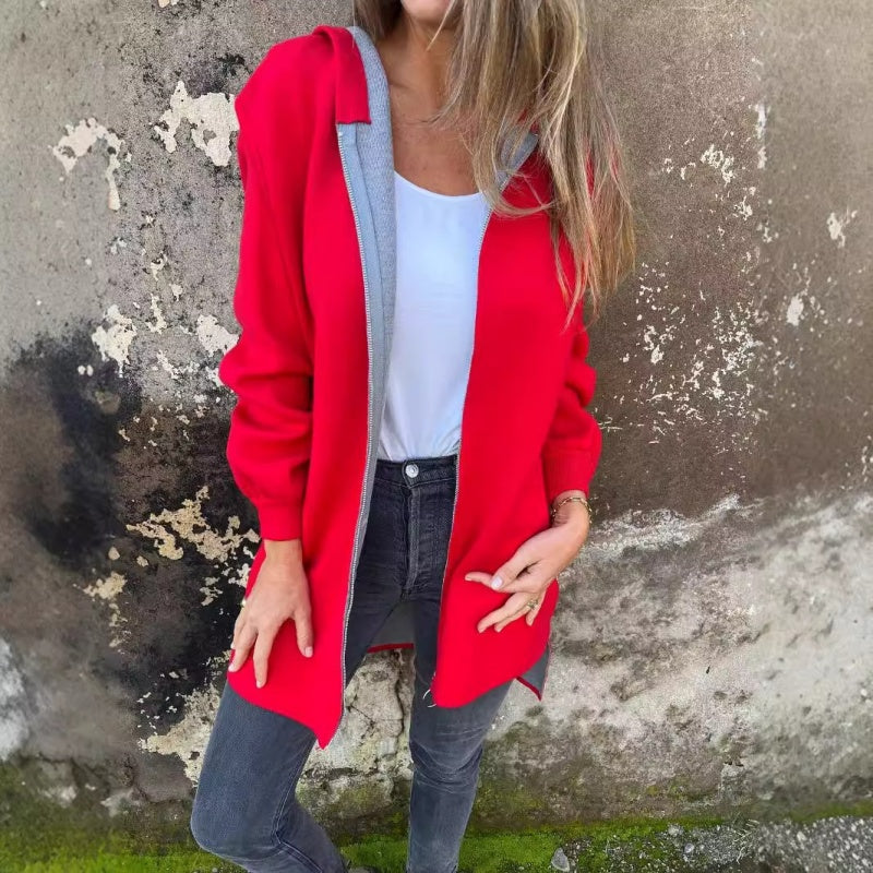 Veste femme zippée unie au design minimaliste