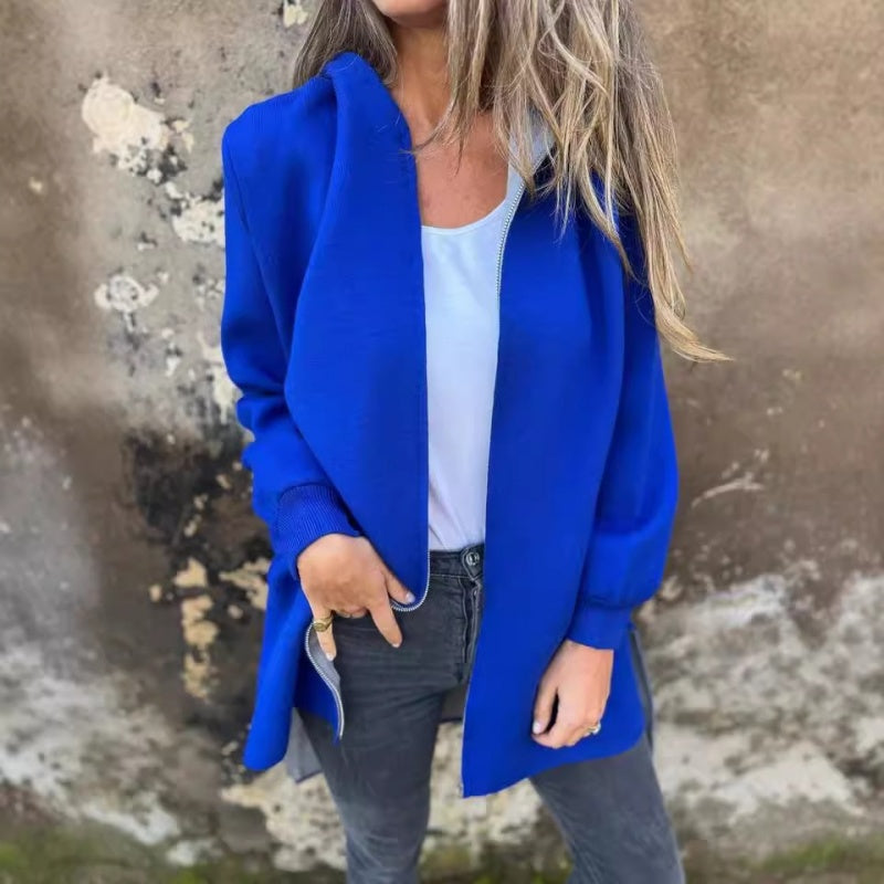 Veste femme zippée unie au design minimaliste