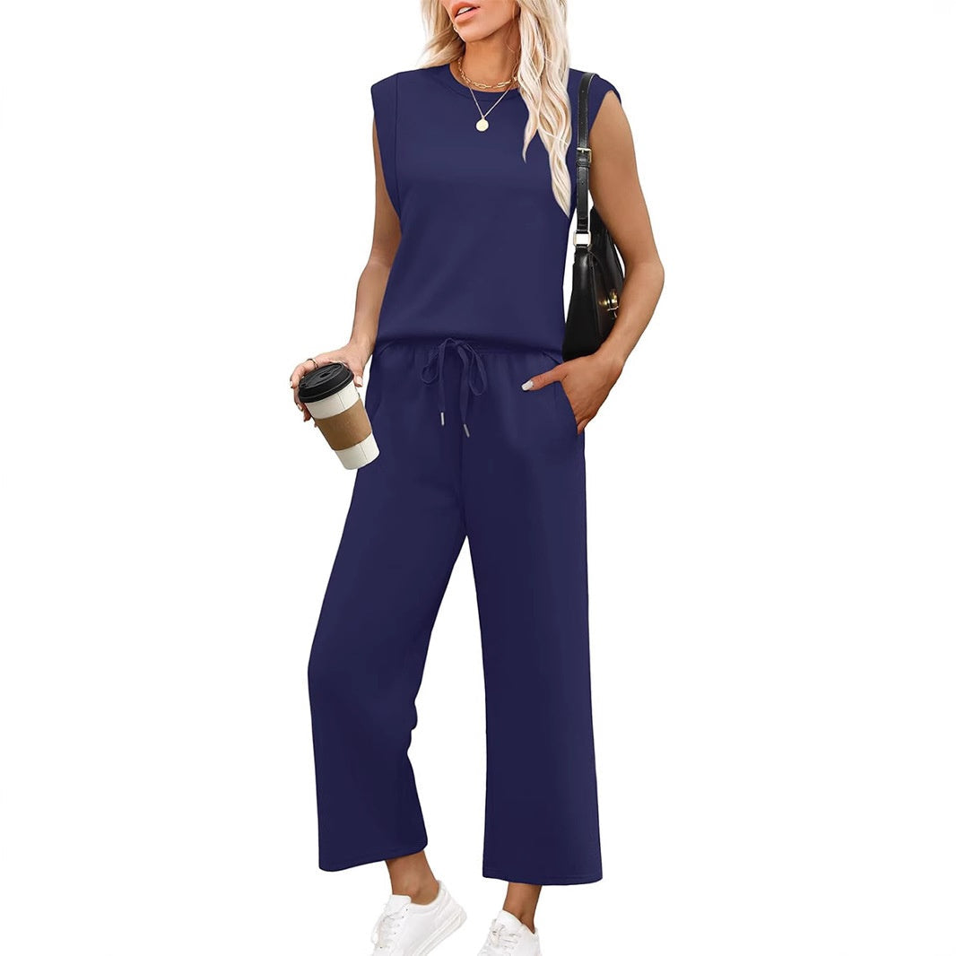 Ensemble Décontracté Sans Manches Pantalon Fluide
