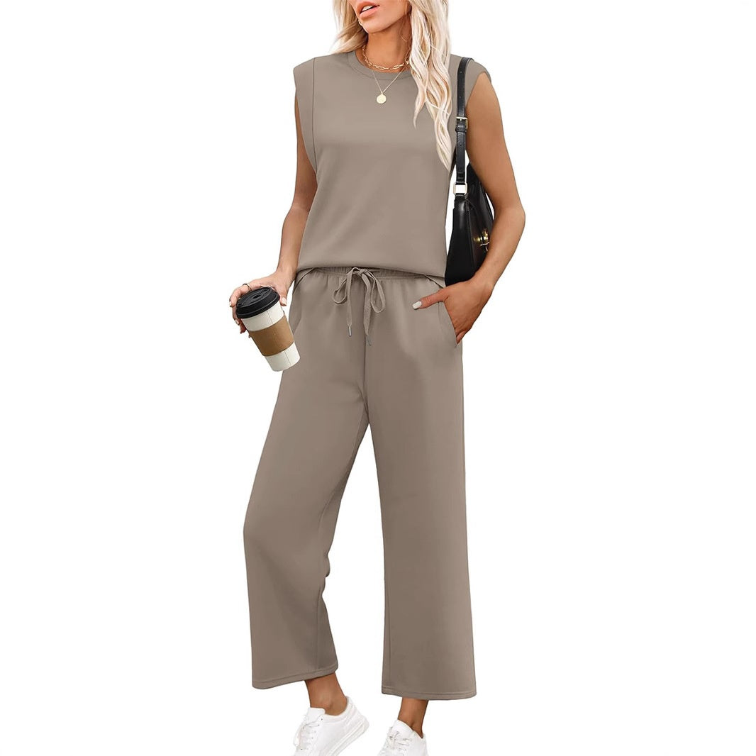 Ensemble Décontracté Sans Manches Pantalon Fluide