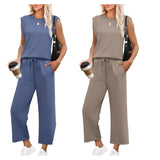 Ensemble Décontracté Sans Manches Pantalon Fluide