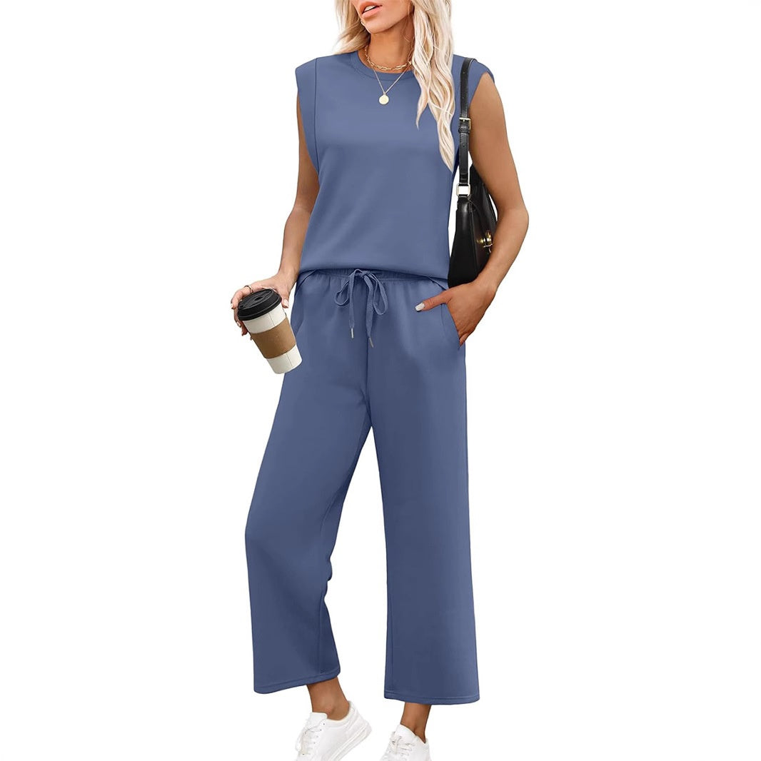 Ensemble Décontracté Sans Manches Pantalon Fluide