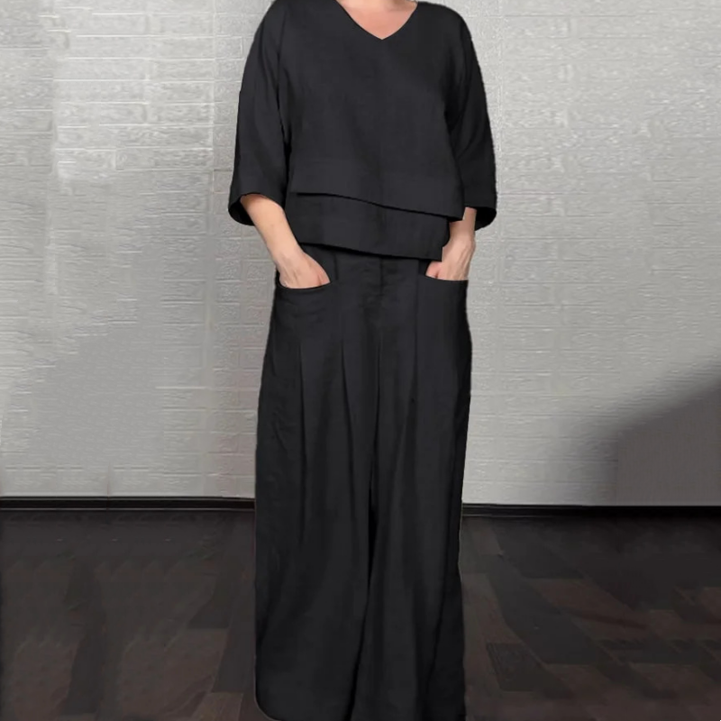 Ensemble Lin Oversize Pantalon Large Minimaliste