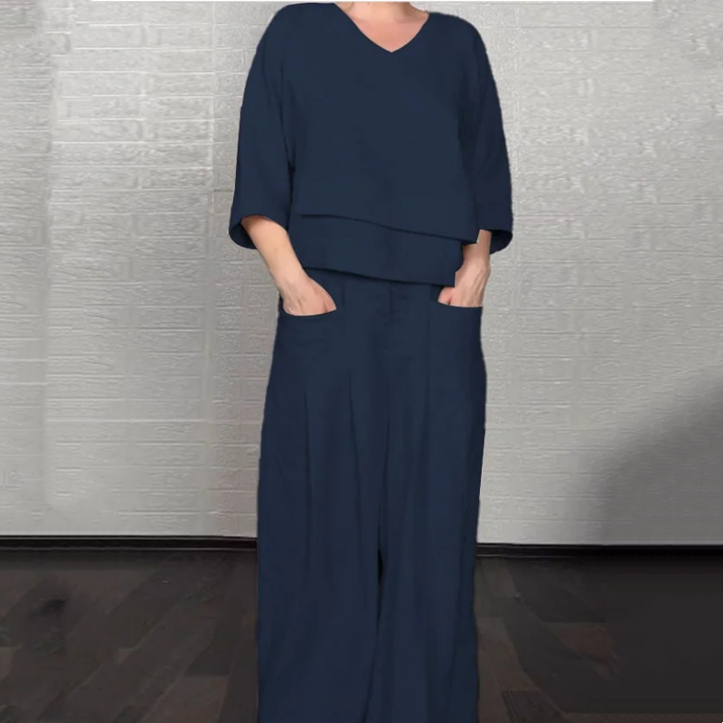 Ensemble Lin Oversize Pantalon Large Minimaliste