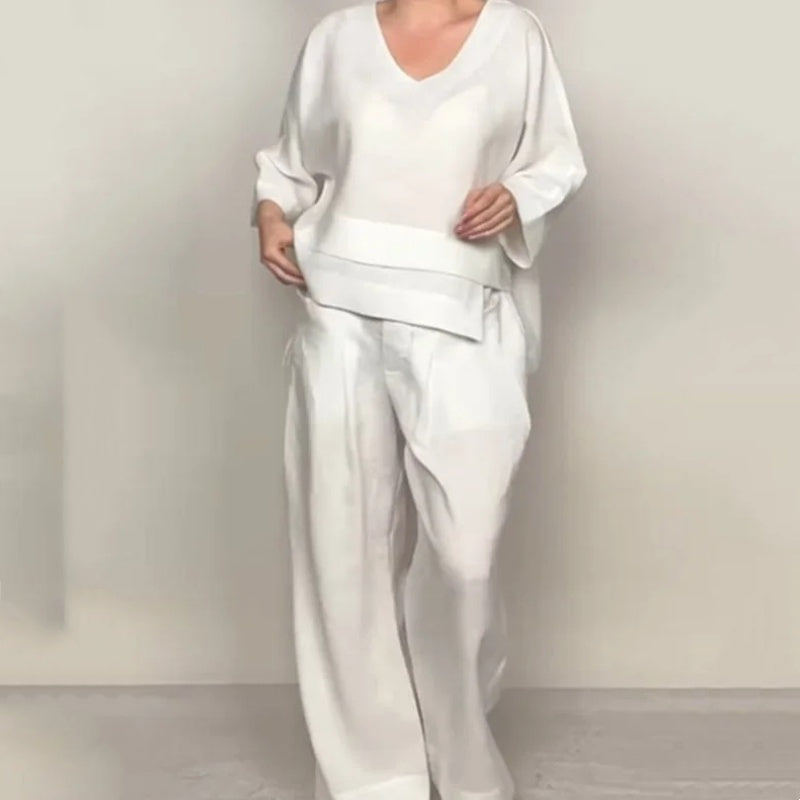 Ensemble Lin Oversize Pantalon Large Minimaliste