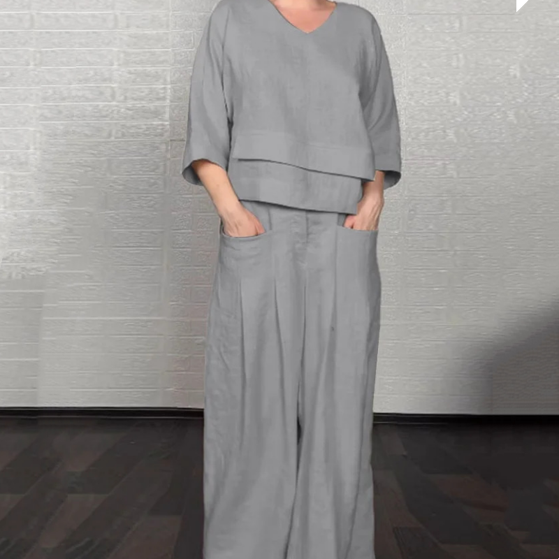 Ensemble Lin Oversize Pantalon Large Minimaliste