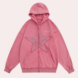 Sweat Zippé Oversize Femme Étoile – Hoodie Streetwear
