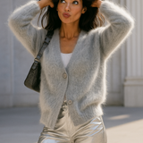 Pull Femme Oversize Col V Doux Élégant