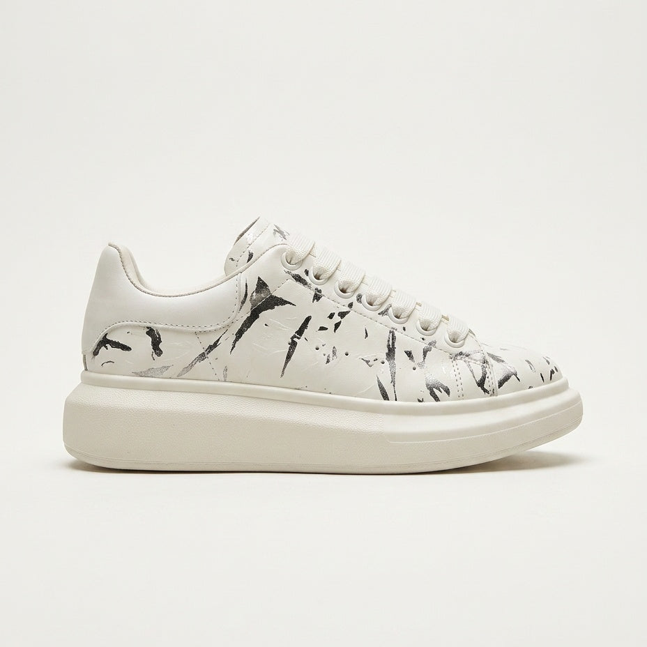 Baskets plateforme femme à lacets aspect daim