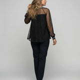 Blouse Transparente Manches Voile Élégance Soirée Chic