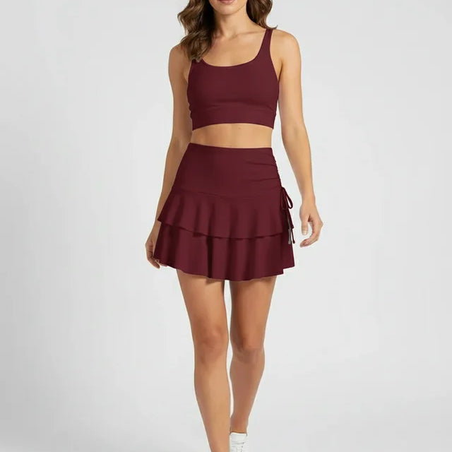 Jupe Volants Élégante Taille Haute Style Féminin Chic