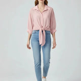 Blouse ample en mousseline pour femme avec lien à la taille