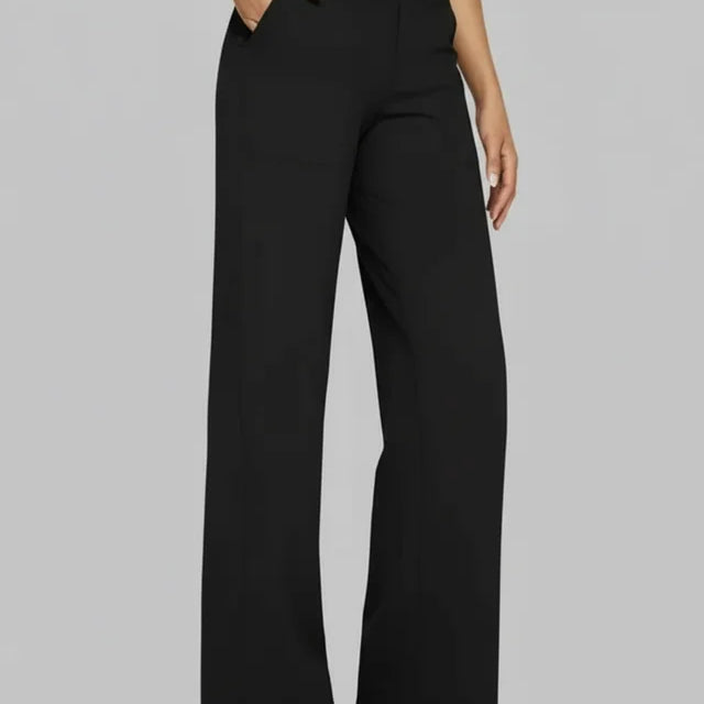 Pantalon Large Minimaliste Taille Haute Confort Élégant