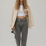Jean Large Taille Haute Élégant Confort Style Casual