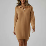 Robe Pull Col Polo Coupe Ajustée Élégance Confort