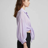 Blouse ample en mousseline pour femme avec lien à la taille