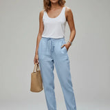 Pantalon Léger Taille Élastique Coupe Droite Confort Été