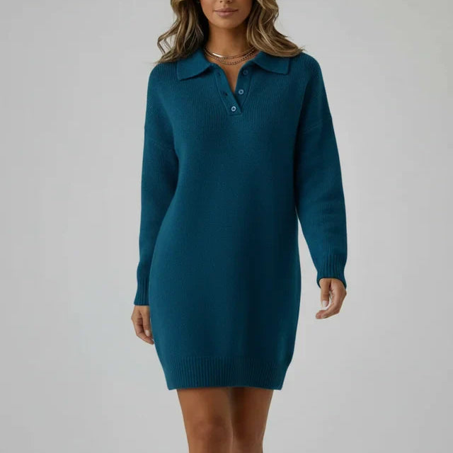 Robe Pull Col Polo Coupe Ajustée Élégance Confort