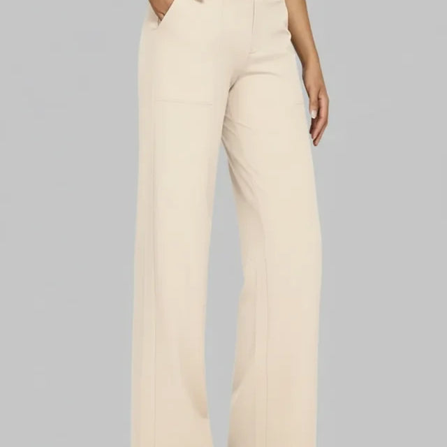 Pantalon Large Minimaliste Taille Haute Confort Élégant