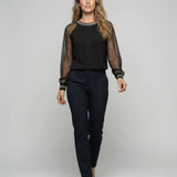 Blouse Transparente Manches Voile Élégance Soirée Chic