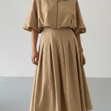 Robe Chemise Midi Ceinturée Coupe Fluide Élégance Classique