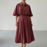Robe Chemise Midi Ceinturée Coupe Fluide Élégance Classique