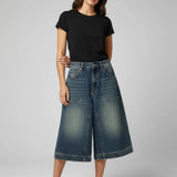 Jean Culotte Large Taille Haute Style Décontracté Moderne