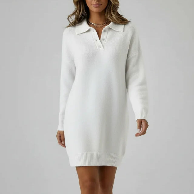Robe Pull Col Polo Coupe Ajustée Élégance Confort