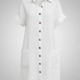 Robe Chemise Courte Boutonnée Coupe Légère Élégance Été