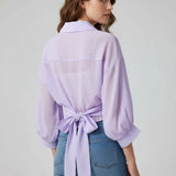 Blouse ample en mousseline pour femme avec lien à la taille