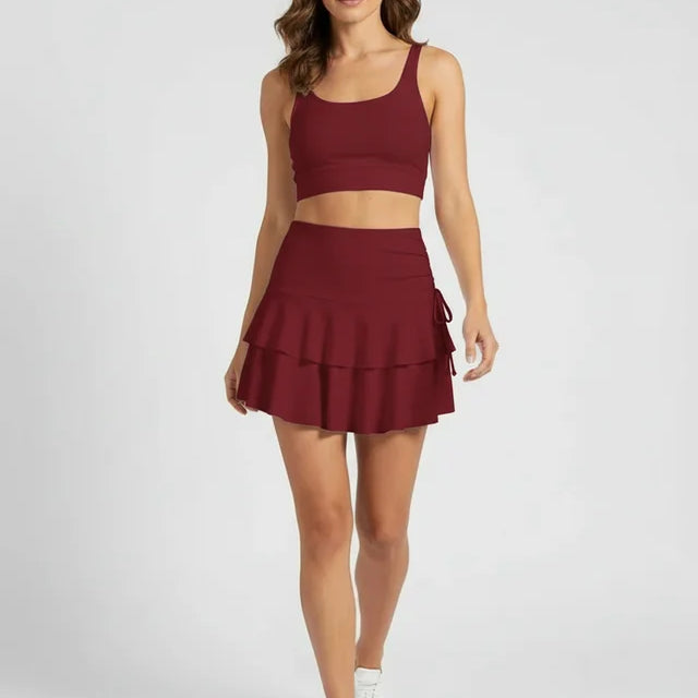 Jupe Volants Élégante Taille Haute Style Féminin Chic