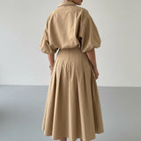Robe Chemise Midi Ceinturée Coupe Fluide Élégance Classique