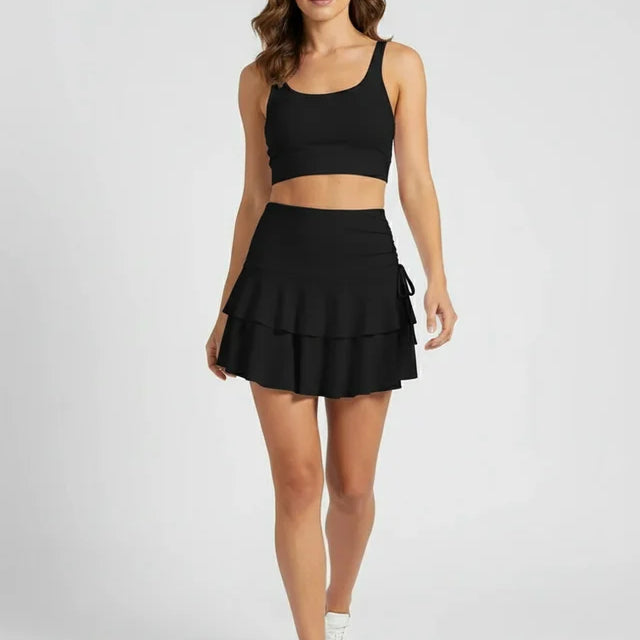 Jupe Volants Élégante Taille Haute Style Féminin Chic