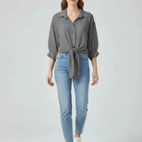 Blouse ample en mousseline pour femme avec lien à la taille