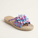 Sandales femme tressées à plateforme imprimé floral