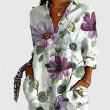 Chemise Patchwork Fleurie à Manches Retroussées