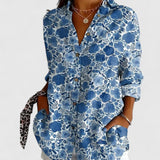 Chemise Patchwork Fleurie à Manches Retroussées