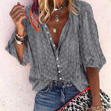 Blouse Femme Fluide Col V – Haut Léger Boutonné Été
