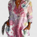 Chemise Patchwork Fleurie à Manches Retroussées