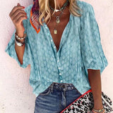 Blouse Femme Fluide Col V – Haut Léger Boutonné Été