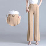 Pantalon Tailleur Taille Haute Coupe Droite Élégante