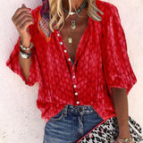 Blouse Femme Fluide Col V – Haut Léger Boutonné Été