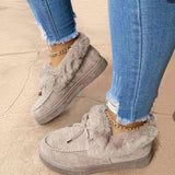 Mocassins Fourrés à Nœud Style Cocooning