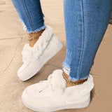 Mocassins Fourrés à Nœud Style Cocooning
