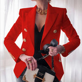 Blazer Croisé Boutonné Coupe Ajustée Élégance Classique