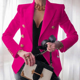 Blazer Croisé Boutonné Coupe Ajustée Élégance Classique
